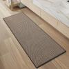 imagePADOOR NonSlip Bath Mat With RubberBacking Braided Absorbent Machine Washable Thin Rug for Bathroom Floor Quick Dry Fits Under Door 17x24 BeigeBlack