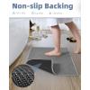 imagePADOOR NonSlip Bath Mat With RubberBacking Braided Absorbent Machine Washable Thin Rug for Bathroom Floor Quick Dry Fits Under Door 17x24 BeigeGrey