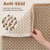 imagePADOORBath MatAbsorbent Rubber Backing Bathroom Mats Rug Quick Dry Thin Bathroom Rugs Fit Under DoorNon Slip Washable Bath Mats for BathroomBath Rug in Front of Sink 20quotx32quot GreyBrown  Cream