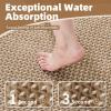 imagePADOORBath MatAbsorbent Rubber Backing Bathroom Mats Rug Quick Dry Thin Bathroom Rugs Fit Under DoorNon Slip Washable Bath Mats for BathroomBath Rug in Front of Sink 20quotx32quot GreyBrown  Cream