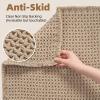 imagePADOORBath MatAbsorbent Rubber Backing Bathroom Mats Rug Quick Dry Thin Bathroom Rugs Fit Under DoorNon Slip Washable Bath Mats for BathroomBath Rug in Front of Sink 20quotx32quot GreyBrown