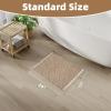 imagePADOORBath MatAbsorbent Rubber Backing Bathroom Mats Rug Quick Dry Thin Bathroom Rugs Fit Under DoorNon Slip Washable Bath Mats for BathroomBath Rug in Front of Sink 20quotx32quot GreyBrown  Cream