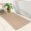 imagePADOORBath MatAbsorbent Rubber Backing Bathroom Mats Rug Quick Dry Thin Bathroom Rugs Fit Under DoorNon Slip Washable Bath Mats for BathroomBath Rug in Front of Sink 20quotx32quot GreyBrown