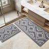 imagePADOORWaffle Bath Mat 24quotx36quotSuper Absorbent Bath Mats for Bathroom Machine Washable Non Slip Bathroom Rug with Tassels Soft Bathroom Mat for Laundry Room Bedroom Cream ampamp Brown 2x 3Grey