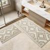imagePADOORWaffle Bath Mat 24quotx36quotSuper Absorbent Bath Mats for Bathroom Machine Washable Non Slip Bathroom Rug with Tassels Soft Bathroom Mat for Laundry Room Bedroom Cream ampamp Brown 2x 3Cream