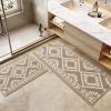 imagePADOORWaffle Bath Mat 24quotx36quotSuper Absorbent Bath Mats for Bathroom Machine Washable Non Slip Bathroom Rug with Tassels Soft Bathroom Mat for Laundry Room Bedroom Cream ampamp Brown 2x 3Brown