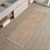 imageCheckered Bath Mat Runner Super Absorbent Non Slip Bathroom Runner Rug Modern Woven Washable Runners for Hallways Entryway Bedroom Laundry Room Kitchen Under Sink 2 x 4Brown  Cream