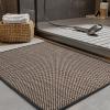 imagePADOOR NonSlip Bath Mat With RubberBacking Braided Absorbent Machine Washable Thin Rug for Bathroom Floor Quick Dry Fits Under Door 17x24 BeigeBlack