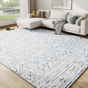 image8x10 Area Rugs for Living RoomNon Slip Machine Washable Rug Modern Moroccan Boho Rug Super Soft Indoor Carpet Large Area Rug for Bedroom Dining Room Office Playroom Blue