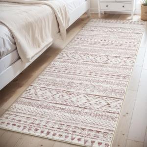 image8x10 Neutral Boho Area Rug for Living Room Bedroom ampamp Dining  Soft Washable Indoor BrownPink