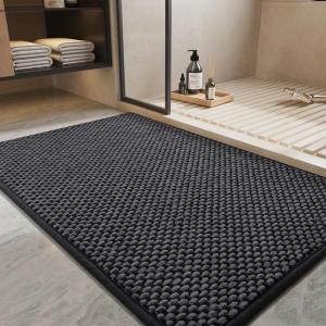 imagePADOORBath MatSuper Absorbent Chenille Bathroom MatsRubber Backed Bath Mats for Bathroom Non Slip Machine Washable Bathroom Rugs Front of BathtubShower RoomSink1728 DarkgreyampampBlackDarkgreyblack