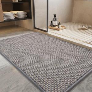 imagePADOORBath MatSuper Absorbent Chenille Bathroom MatsRubber Backed Bath Mats for Bathroom Non Slip Machine Washable Bathroom Rugs Front of BathtubShower RoomSink1728 DarkgreyampampBlackGreybeige