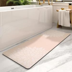 imagePADOORNo Stains Bathroom Runner RugBath Mats for Bathroom Non SlipSuper Absorbent Bath Floor Mat Quick Dry Diatomaceous Earth Bath RugLarge Bathmat17 x67Beige