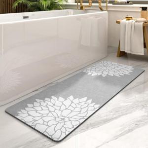 imagePADOORNo Stains Bathroom Runner RugBath Mats for Bathroom Non SlipSuper Absorbent Bath Floor Mat Quick Dry Diatomaceous Earth Bath RugLarge Bathmat17 x67Grey