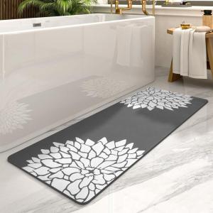 imagePADOORNo Stains Bathroom Runner RugBath Mats for Bathroom Non SlipSuper Absorbent Bath Floor Mat Quick Dry Diatomaceous Earth Bath RugLarge Bathmat17 x67Dark Grey