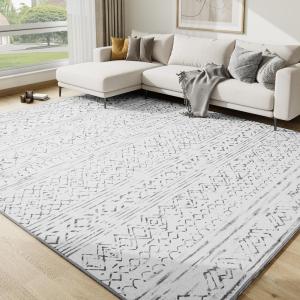 image8x10 Area Rugs for Living RoomNon Slip Machine Washable Rug Modern Moroccan Boho Rug Super Soft Indoor Carpet Large Area Rug for Bedroom Dining Room Office Playroom Grey