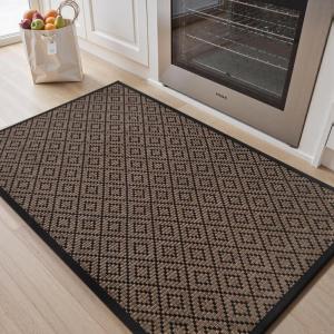 imagePADOOR Kitchen Rugs and Mats Non Slip Washable Super Absorbent Runner Rugs for Kitchen Rubber Backed Kitchen Sink Mats Standing Mat for Floor 17quotx24quot BrownBlack Pattern