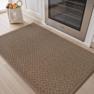 imagePADOOR Kitchen Rugs and Mats Non Slip Washable Super Absorbent Runner Rugs for Kitchen Rubber Backed Kitchen Sink Mats Standing Mat for Floor 17quotx24quot BrownBrown Pattern