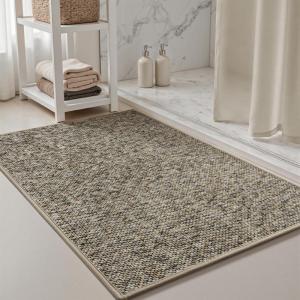 imagePADOORBath Mat 17quotx27quotSuper Absorbent Bathroom MatsRubber Backed Bath Mats for Bathroom Non Slip Machine Washable Bathroom Rugs Front of BathtubShower RoomSinkKhakiKhaki