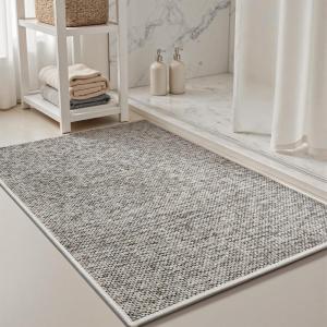 imagePADOORBath Mat 17quotx27quotSuper Absorbent Bathroom MatsRubber Backed Bath Mats for Bathroom Non Slip Machine Washable Bathroom Rugs Front of BathtubShower RoomSinkKhakiBeige