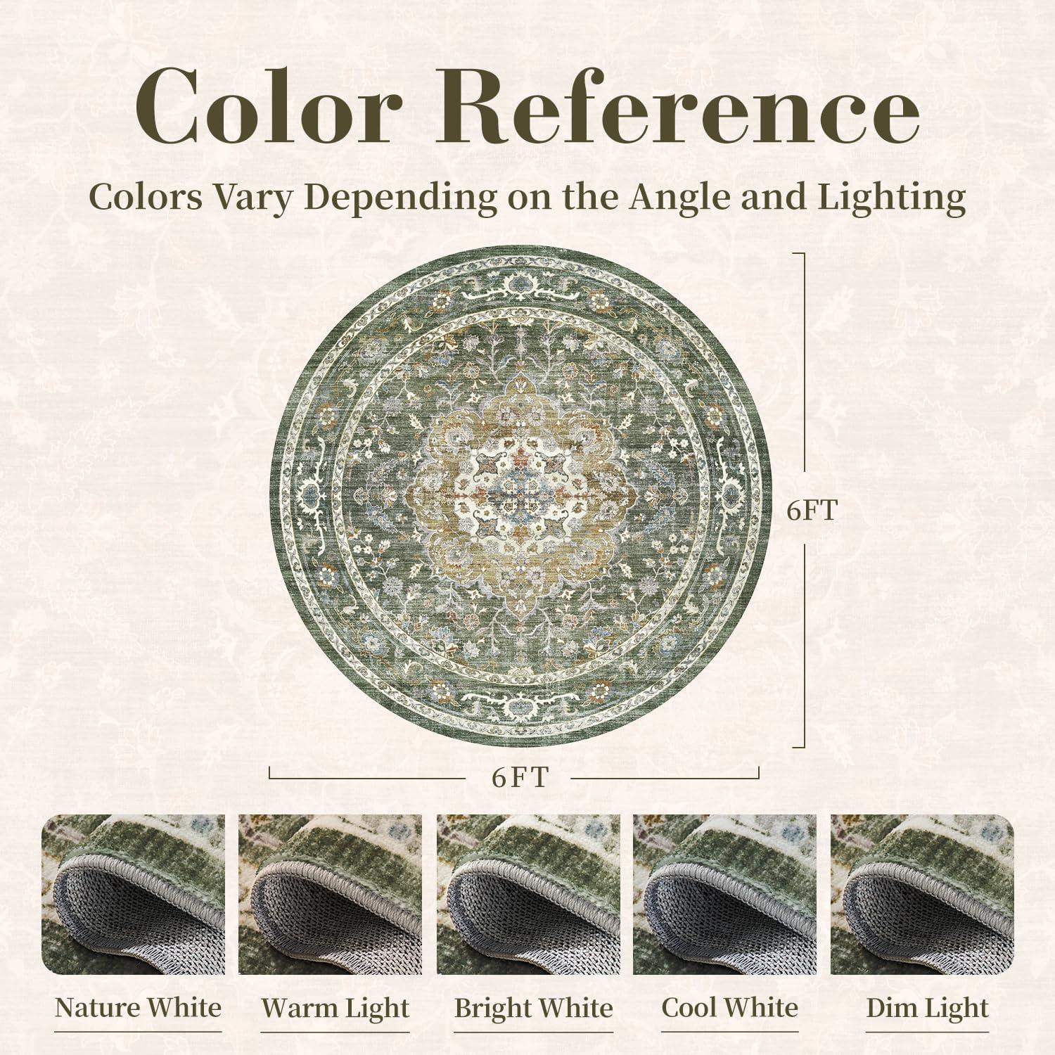 imagePADOORVintage Area Rug 5X7 Rugs for Living RoomSoft Beige Rugs for BedroomMachine Washable Rugs Non Slip CarpetRug for Dining Room Living Room Bedside OfficeOlive