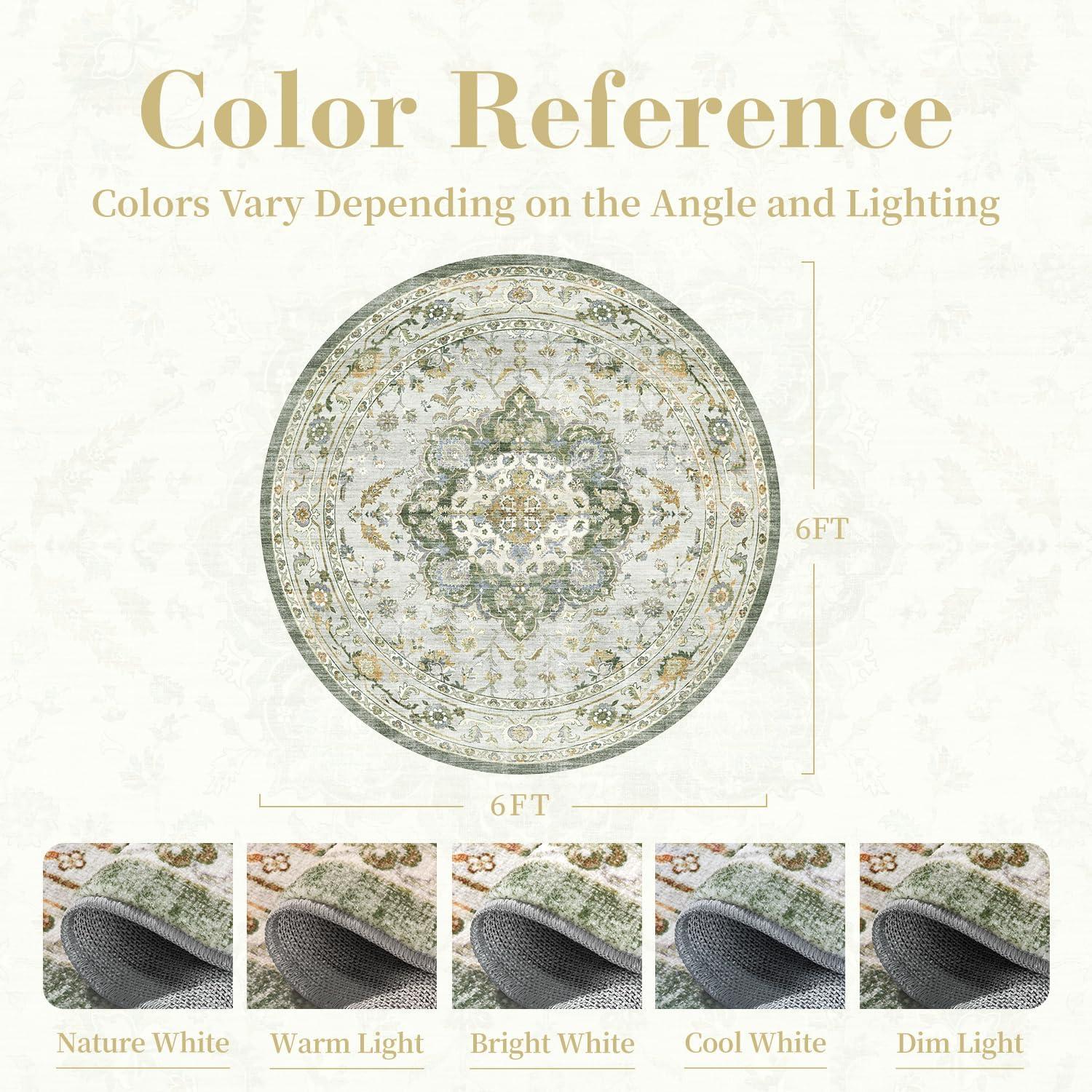 imagePADOORVintage Area Rug 5X7 Rugs for Living RoomSoft Beige Rugs for BedroomMachine Washable Rugs Non Slip CarpetRug for Dining Room Living Room Bedside OfficeGreen