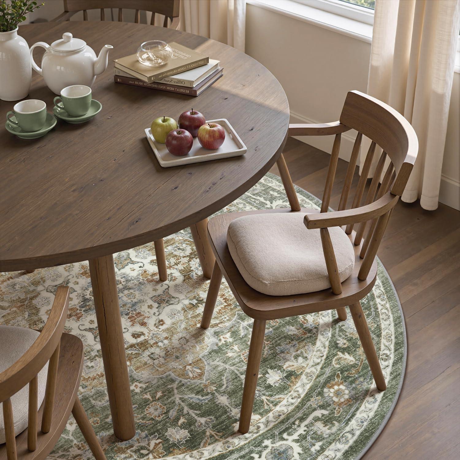 imagePADOORVintage Area Rug 5X7 Rugs for Living RoomSoft Beige Rugs for BedroomMachine Washable Rugs Non Slip CarpetRug for Dining Room Living Room Bedside OfficeOlive