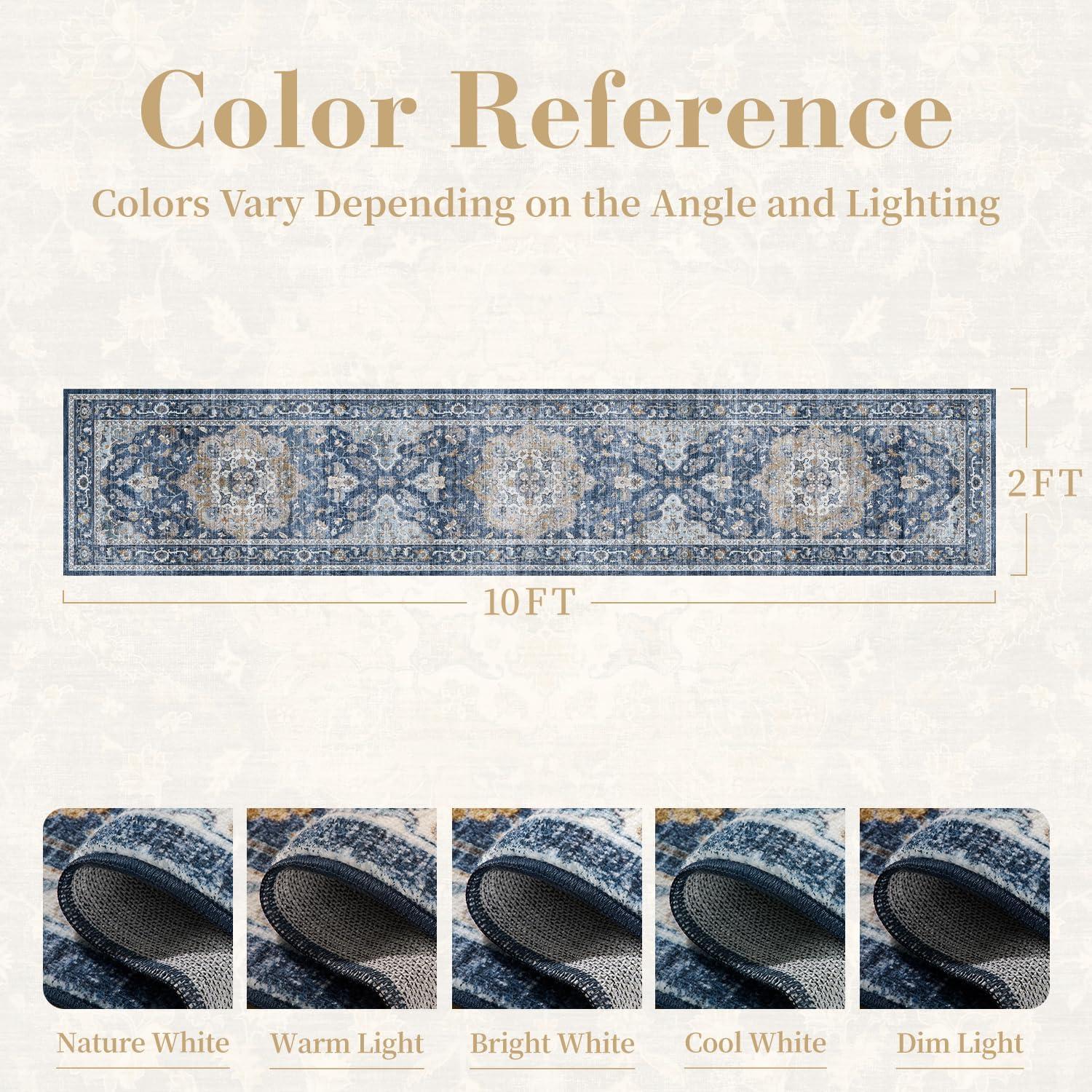 imagePADOORVintage Area Rug 5X7 Rugs for Living RoomSoft Beige Rugs for BedroomMachine Washable Rugs Non Slip CarpetRug for Dining Room Living Room Bedside OfficeBlue