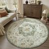 imagePADOORVintage Area Rug 5X7 Rugs for Living RoomSoft Beige Rugs for BedroomMachine Washable Rugs Non Slip CarpetRug for Dining Room Living Room Bedside OfficeGreen