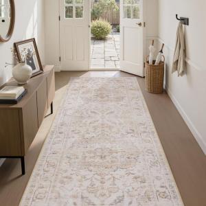 imagePADOORVintage Area Rug 5X7 Rugs for Living RoomSoft Beige Rugs for BedroomMachine Washable Rugs Non Slip CarpetRug for Dining Room Living Room Bedside OfficeBeige