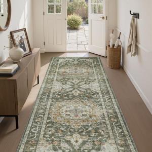 imagePADOORVintage Area Rug 5X7 Rugs for Living RoomSoft Beige Rugs for BedroomMachine Washable Rugs Non Slip CarpetRug for Dining Room Living Room Bedside OfficeOlive