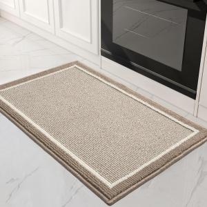 imagePADOOR KitchenMats for Floor 100 Polypropylene Kitchen Rugs Non Slip Washable Durable Dirt Resist TPR Backed Kitchen Floor Mat 20quotx32quot BlackBeige