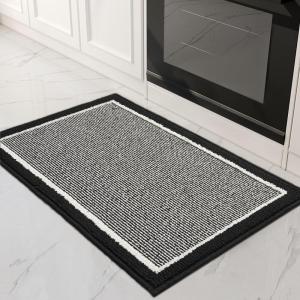 imagePADOOR KitchenMats for Floor 100 Polypropylene Kitchen Rugs Non Slip Washable Durable Dirt Resist TPR Backed Kitchen Floor Mat 20quotx32quot BlackBlack