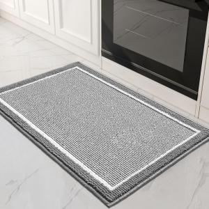 imagePADOOR KitchenMats for Floor 100 Polypropylene Kitchen Rugs Non Slip Washable Durable Dirt Resist TPR Backed Kitchen Floor Mat 20quotx32quot BlackGrey
