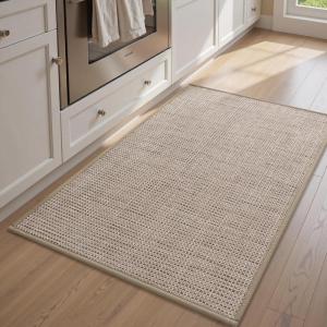 imagePADOOR KitchenRugs Non Slip Washable KitchenMats for Floor Super Absorbent Kitchen Floor Mat Rubber Backing Kitchen Runner Rug Comfort Standing Mats in Front of Sink 20quotx32quot BeigeBeige