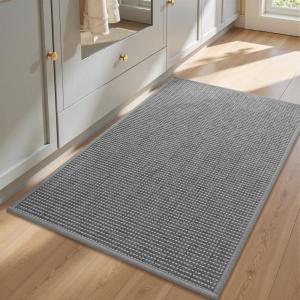 imagePADOOR KitchenRugs Non Slip Washable KitchenMats for Floor Super Absorbent Kitchen Floor Mat Rubber Backing Kitchen Runner Rug Comfort Standing Mats in Front of Sink 20quotx32quot BeigeGrey