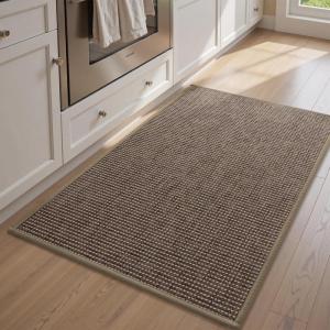 imagePADOOR KitchenRugs Non Slip Washable KitchenMats for Floor Super Absorbent Kitchen Floor Mat Rubber Backing Kitchen Runner Rug Comfort Standing Mats in Front of Sink 20quotx32quot BeigeBrown