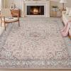 imageWashable Area Rug 2x6  Runner Rug for Hallways Non Slip Low Pile Floor Hallway Runner Carpet Ultra Soft Vintage Rug for Entryway Bedroom Beside Kitchen Home Indoor BluePink