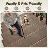 imagePADOOR Stair Treads for Wooden Steps 15PC Peel and Stick Stair Treads Non Slip Indoor Durable Stair Runners Residue Free Washable Stair Carpet Treads for Kids and Dogs 8quotx30quot GreyBeige