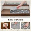 imagePADOOR Stair Treads for Wooden Steps 15PC Peel and Stick Stair Treads Non Slip Indoor Durable Stair Runners Residue Free Washable Stair Carpet Treads for Kids and Dogs 8quotx30quot GreyDiamond Grey