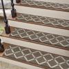 imagePADOOR Stair Treads for Wooden Steps 15PC Peel and Stick Stair Treads Non Slip Indoor Durable Stair Runners Residue Free Washable Stair Carpet Treads for Kids and Dogs 8quotx30quot GreyDiamond Brown