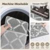 imagePADOOR Stair Treads for Wooden Steps 15PC Peel and Stick Stair Treads Non Slip Indoor Durable Stair Runners Residue Free Washable Stair Carpet Treads for Kids and Dogs 8quotx30quot GreyDiamond Grey