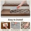 imagePADOOR Stair Treads for Wooden Steps 15PC Peel and Stick Stair Treads Non Slip Indoor Durable Stair Runners Residue Free Washable Stair Carpet Treads for Kids and Dogs 8quotx30quot GreyDiamond Brown