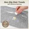 imagePADOOR Stair Treads for Wooden Steps 15PC Peel and Stick Stair Treads Non Slip Indoor Durable Stair Runners Residue Free Washable Stair Carpet Treads for Kids and Dogs 8quotx30quot GreyDiamond Grey