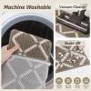 imagePADOOR Stair Treads for Wooden Steps 15PC Peel and Stick Stair Treads Non Slip Indoor Durable Stair Runners Residue Free Washable Stair Carpet Treads for Kids and Dogs 8quotx30quot GreyDiamond Brown
