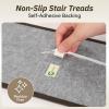 imagePADOOR Stair Treads for Wooden Steps 15PC Peel and Stick Stair Treads Non Slip Indoor Durable Stair Runners Residue Free Washable Stair Carpet Treads for Kids and Dogs 8quotx30quot GreyBrown