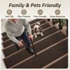 imagePADOOR Stair Treads for Wooden Steps 15PC Peel and Stick Stair Treads Non Slip Indoor Durable Stair Runners Residue Free Washable Stair Carpet Treads for Kids and Dogs 8quotx30quot GreyBrown