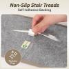 imagePADOOR Stair Treads for Wooden Steps 15PC Peel and Stick Stair Treads Non Slip Indoor Durable Stair Runners Residue Free Washable Stair Carpet Treads for Kids and Dogs 8quotx30quot GreyBeige