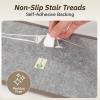 imagePADOOR Stair Treads for Wooden Steps 15PC Peel and Stick Stair Treads Non Slip Indoor Durable Stair Runners Residue Free Washable Stair Carpet Treads for Kids and Dogs 8quotx30quot GreyDiamond Brown
