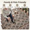 imagePADOOR Stair Treads for Wooden Steps 15PC Peel and Stick Stair Treads Non Slip Indoor Durable Stair Runners Residue Free Washable Stair Carpet Treads for Kids and Dogs 8quotx30quot GreyDiamond Brown
